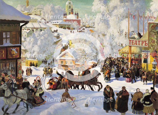 'Shrovetide', 1919.  Artist: Boris Mikhajlovich Kustodiev 