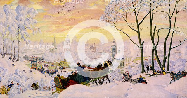Shrovetide, 1916. Artist: Kustodiev, Boris Michaylovich (1878-1927)