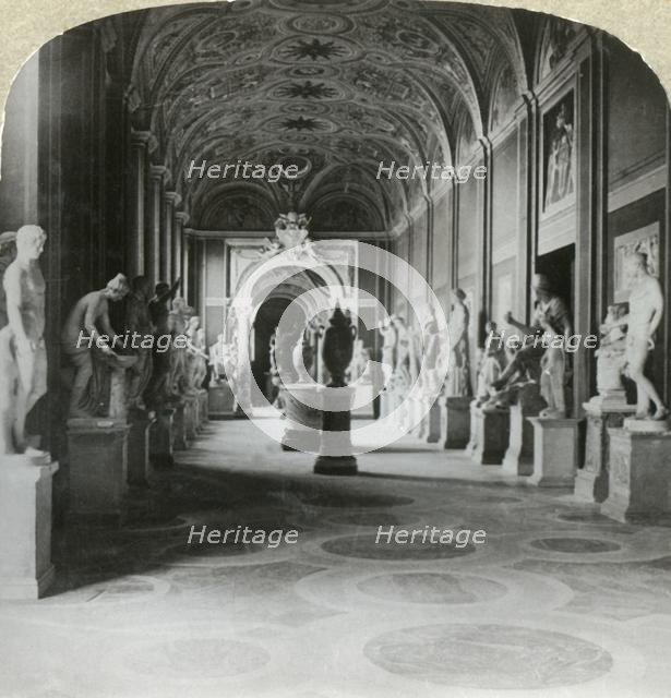 'Gallery of statues in the Vatican', c1909. Creator: Unknown.
