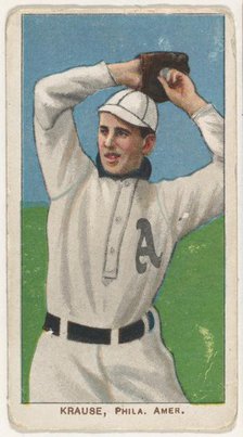 Krause, Philadelphia, American League, from the White Border series (T206) for the Amer..., 1909-11. Creator: American Tobacco Company.