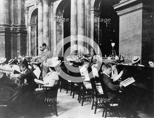 Students in the Reading Room of the Library of Congress with the Librarian of Congress...(1899?). Creator: Frances Benjamin Johnston.
