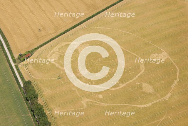 Iron Age double ditched enclosure crop mark, near South Wonston, Hampshire, 2015. Creator: Historic England.