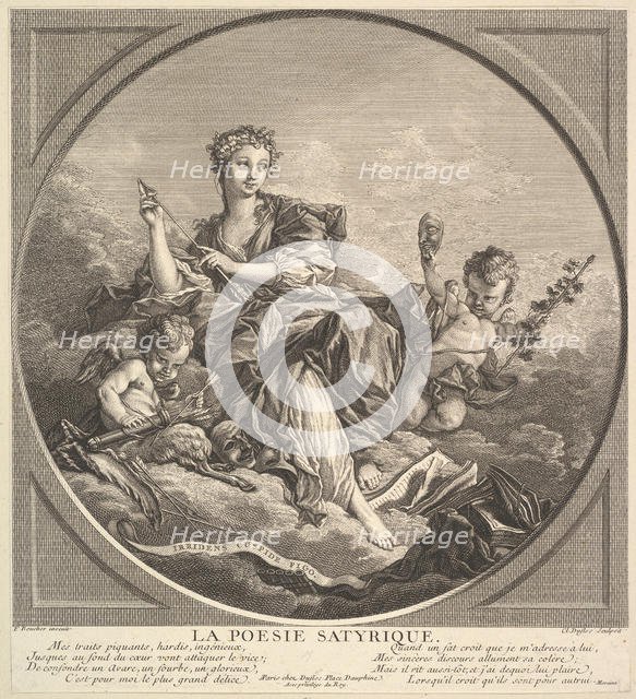 Satyrical Poetry, ca. 1741. Creator: Claude Augustin Duflos le Jeune.