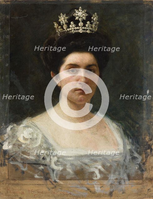 Portrait of Princess Elena of Montenegro (1873-1952), Queen of Italy, 1904. Creator: Grosso, Giacomo (1860-1938).