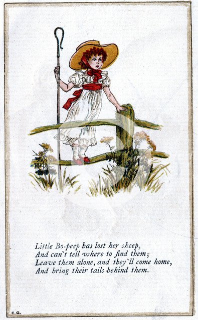 Illustration for 'Little Bo-Peep has lost her sheep', Kate Greenaway. Artist: Catherine Greenaway