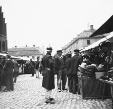 Market in the Town Hall Square, Landskrona, Sweden, 1900. Artist: Unknown