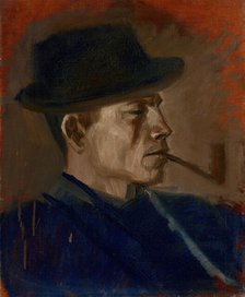 Man in Blue Smoking, 1880-1900. Creator: Ladislav Mednyanszky.