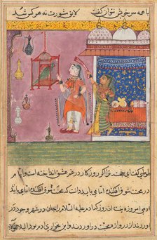 Page from Tales of a Parrot (Tuti-nama): Nineteenth night: The parrot addresses..., c. 1560. Creator: Unknown.