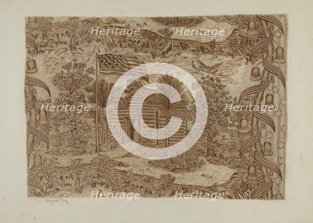 Historic Printed Textile, c. 1940. Creator: Suzanne Roy.