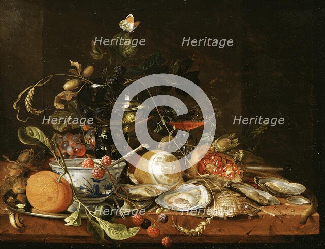 Still Life with Wine, Fruit and Oysters. Creator: Jan Davidsz de Heem.