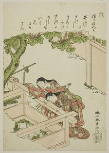 Ri: The Well Curb, from the series "Tales of Ise in Fashionable Brocade Pictures (Furyu...c.1772/73. Creator: Shunsho.