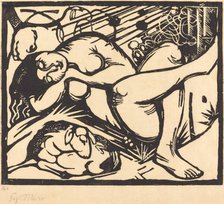 Sleeping Shepherdess (Schlafende Hirtin), 1912. Creator: Franz Marc.