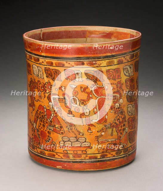 Vessel Depicting K'awiil (God K) and Itzamna Exchanging Gifts, A.D. 700/800. Creator: Unknown.