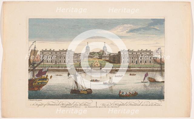View of Greenwich Hospital on the River Thames at Greenwich, 1751. Creator: John June.