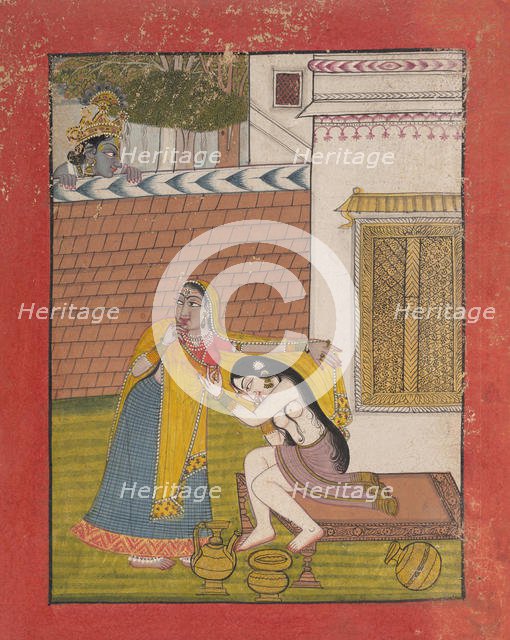 Krishna Spying on Radha, ca. 1780-90. Creator: Unknown.