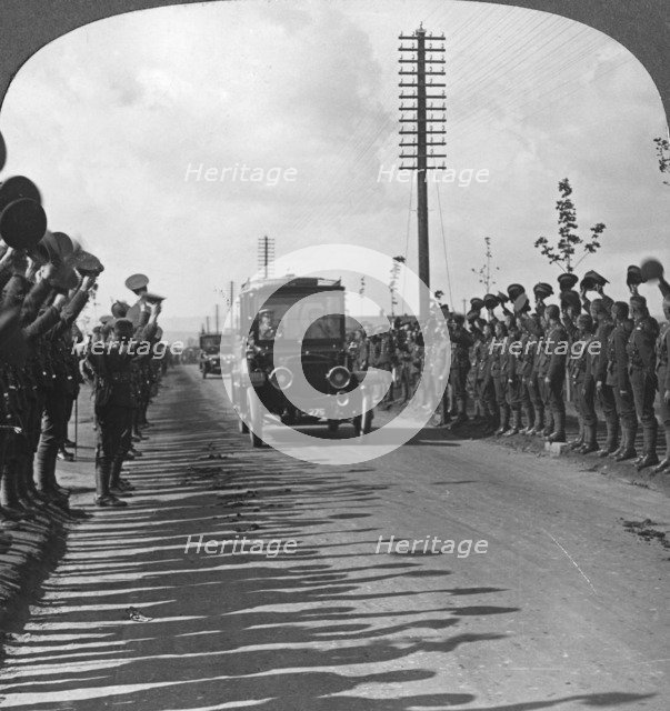 'A Royal visit to the troops, enthusiastic welcome by the Canadians', World War I, c1914-c1918.  Artist: Realistic Travels Publishers