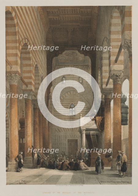 Egypt and Nubia, Volume III: Interior of the Mosque of the Metwalys, 1849. Creator: Louis Haghe (British, 1806-1885); F.G.Moon, 20 Threadneedle Street, London.