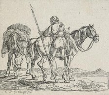 No title - (Lancer mounting horse), 1792-1831. Creator: Christian David Gebauer.