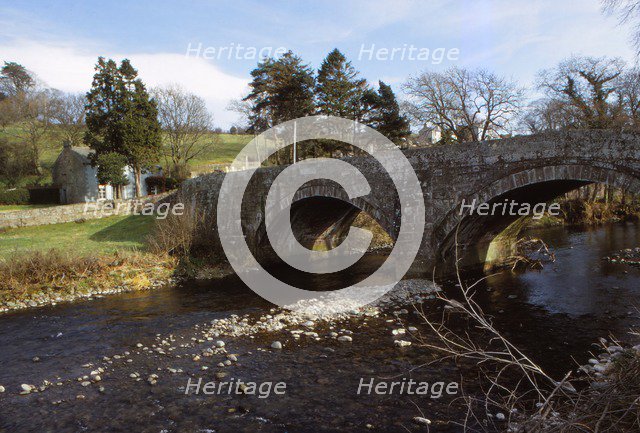River Caldew and Road Bridge at Sebergham, Cumberland, 20th century. Artist: CM Dixon.