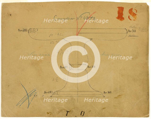 Design for Compotier No. 6873, 1882/83. Creator: Tiffany & Co.