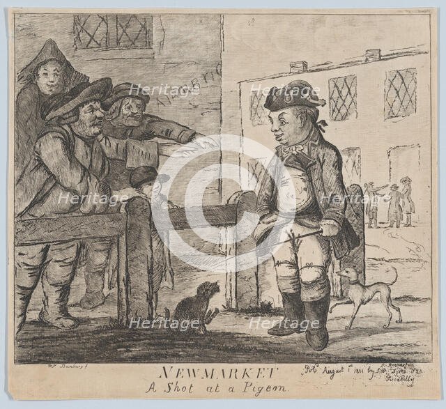 Newmarket: A Shot at a Pigeon, August 1, 1801. Creator: James Bretherton.