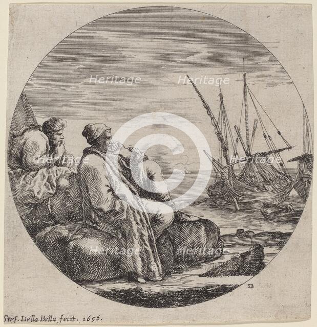 Seaport with Two Turkish Merchants, 1656. Creator: Stefano della Bella.