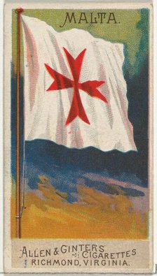 Malta, from Flags of All Nations, Series 2 (N10) for Allen & Ginter Cigarettes Brands, 1890. Creator: Allen & Ginter.