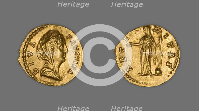 Aureus (Coin) Portraying Empress Faustina the Elder, 141-161, issued by Antoninus Pius. Creator: Unknown.