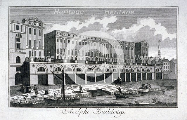View of the Adelphi riverside development, Westminster, London, c1800. Artist: Anon