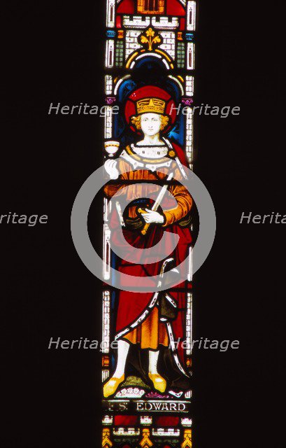 Memorial window in church to King Edward, Corfe Castle, Dorset, 20th century. Artist: CM Dixon.