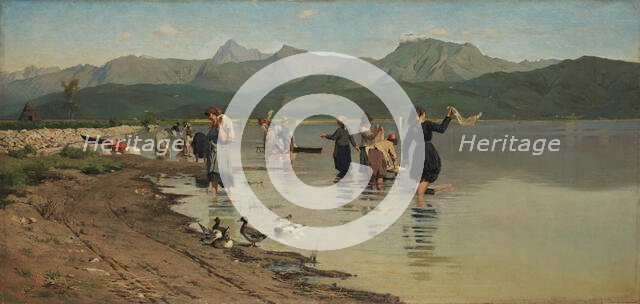 Lavandaie a Torre del lago (Washerwomen at Torre del Lago), 1880. Creator: Cecconi, Eugenio (1842-1903).