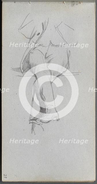 Sketchbook, page 37: Figure Study, crossed legs. Creator: Ernest Meissonier (French, 1815-1891).