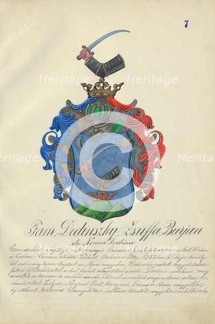 Coat of arms of the Dedinska family, 1904-1910. Creator: Adolf Medzihradsky.