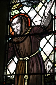 St Francis of Assisi, stained glass, St Anne's Church, Hailes, Gloucestershire. Artist: Dr Stephen Coyne
