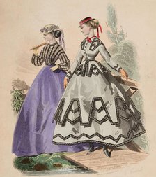 Fashion Plate - Petit Courrier des Dames 'Modes de Paris', 1866-67. Creator: Gilquin fils.