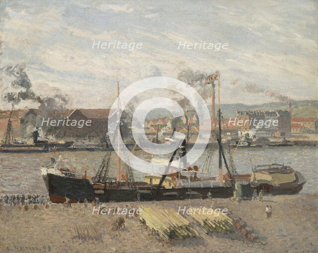 Port Of Rouen, Unloading Wood, 1898. Creator: Camille Pissarro.