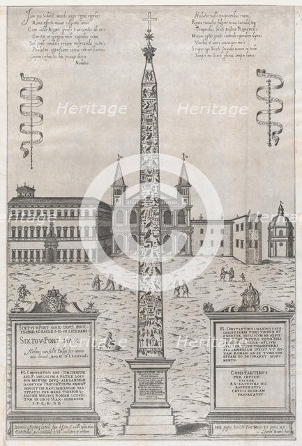 Speculum Romanae Magnificentiae: The Egyptian Obelisk of Constantine, 1589., 1589. Creator: Giovanni Ambrogio Brambilla.