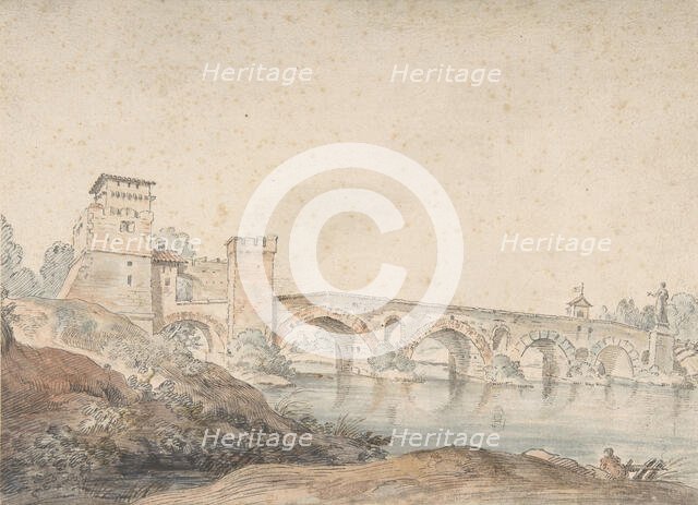 Ponte Molle, Rome, 18th century. Creator: Attributed to Joseph Vernet.