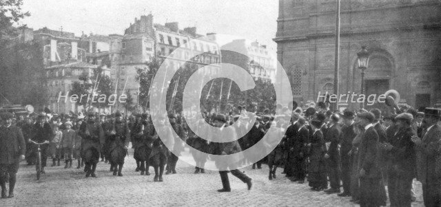 Mobilized French troops marching in Paris, France, August 1914. Artist: Unknown
