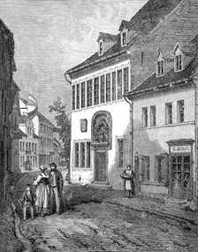 The Luther Celebration in Germany: house in which Luther was born at Eisleben, Nov. 10, 1483, (1883) Creator: Unknown.