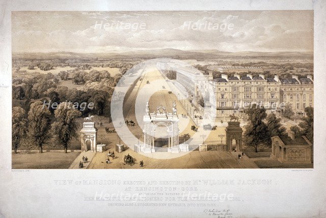 View of Queen's Gate, Hyde Park, Kensington, London, 1857. Artist: Day & Son