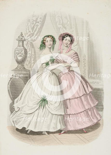 Fashion plate - Journal des Demoiselles, 1851. Creator: Rossin.