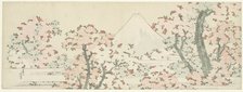 The Mount Fuji with Cherry Trees in Bloom. Artist: Hokusai, Katsushika (1760-1849)