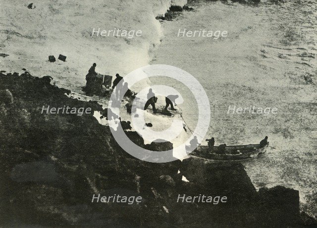 'Landing Stores from the Boat at the First Landing-Place', c1908, (1909). Artist: Unknown.