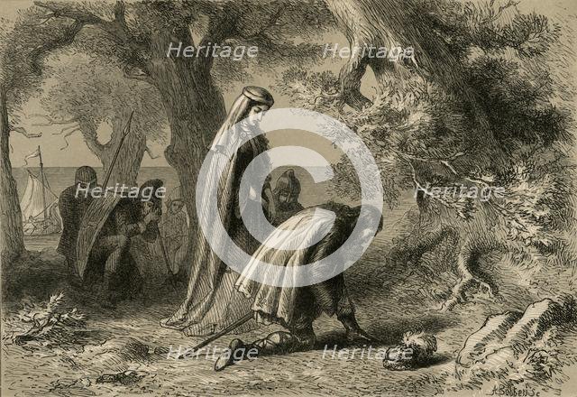 'Thorfin and Gudrida on the Shore of Vineland', (1877). Creator: Albert Bobbett.