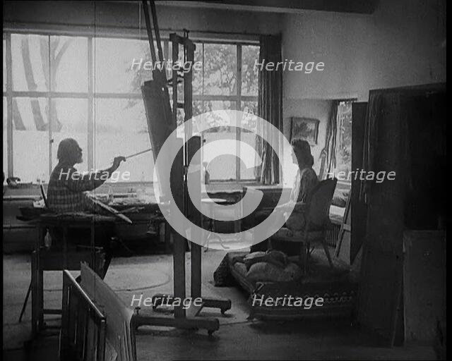 Augustus John Painting a Woman, 1930s. Creator: British Pathe Ltd.