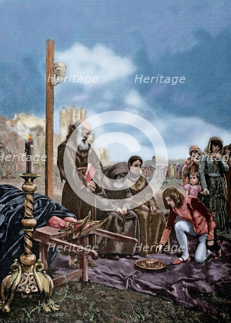 Alms for the soul of Constable Don Alvaro de Luna, 1885.  Creator: Adolf Closs.