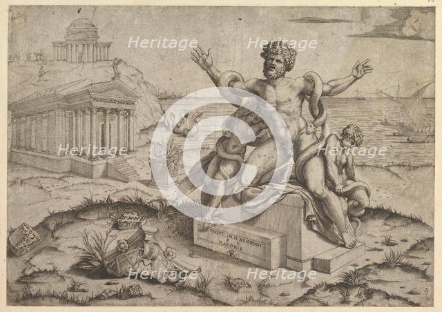 Speculum Romanae Magnificentiae: Ancient bas-reliefs with Laocoon, ca. 1516-20 (?). Creator: Marco Dente.