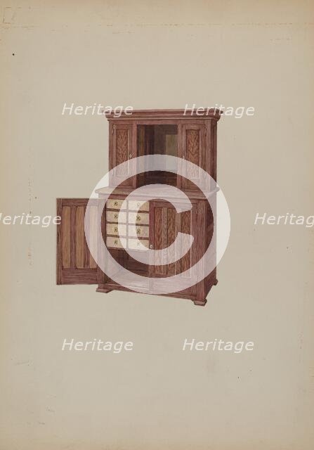 Cabinet, with Ivory Keyholes, c. 1937. Creator: William Kieckhofel.