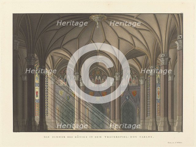 Stage design for the tragedy Don Carlos by Friedrich Schiller, 1824.